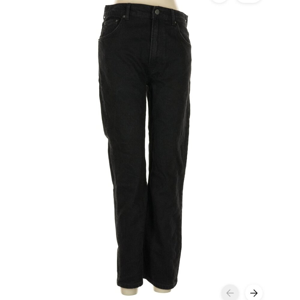 REFORMATION Black Straight Leg Denim Jeans High Rise Faded Black Wash Size-29